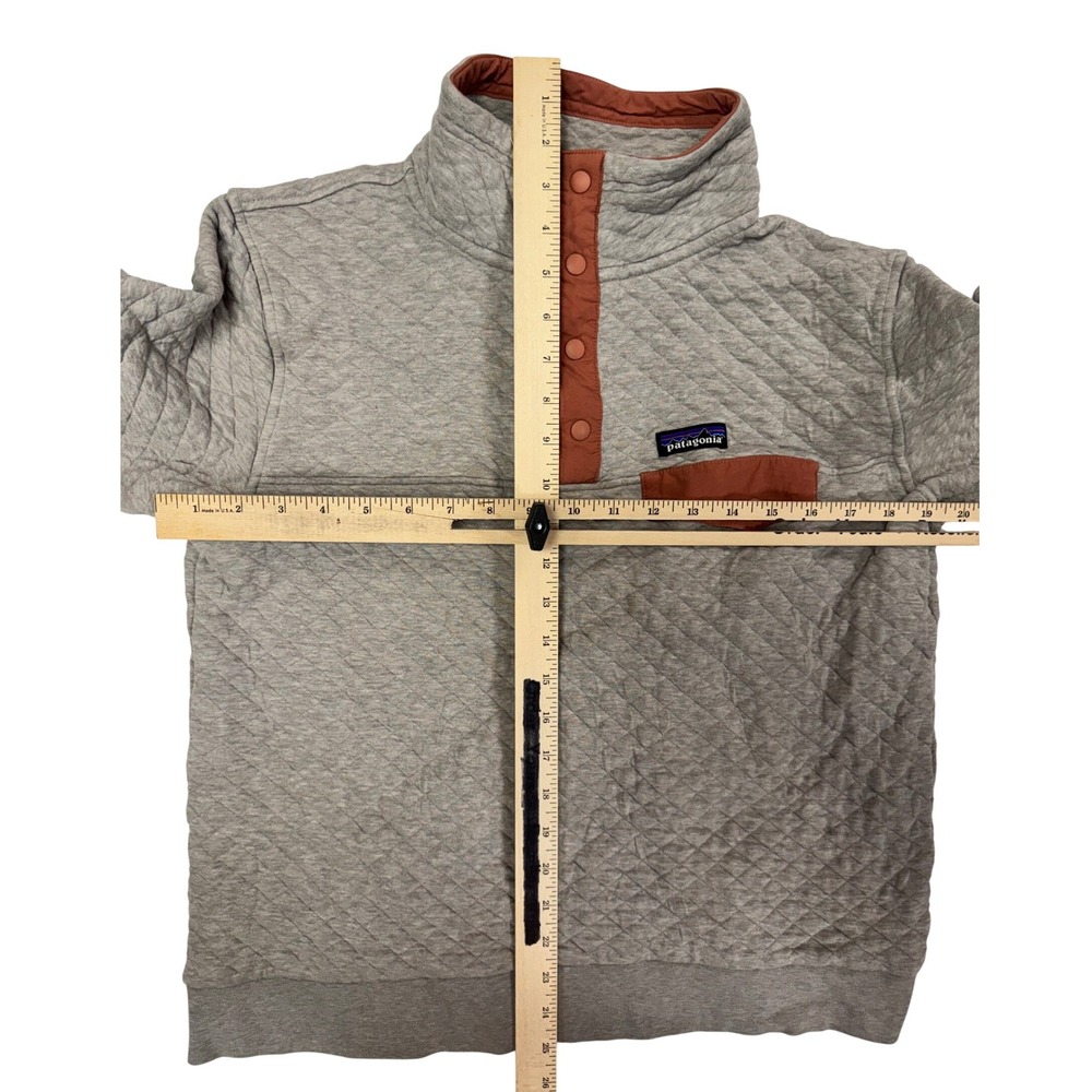 Patagonia Organic Cotton Quilt Snap-T Pullover Grey Orange Women Large - Picture 3 of 7